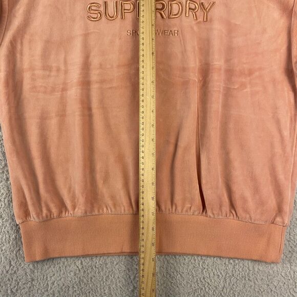Superdry Velour Graphic Boxy Crew Neck Sweatshirt Woman Peach Size 10 - Picture 10 of 13